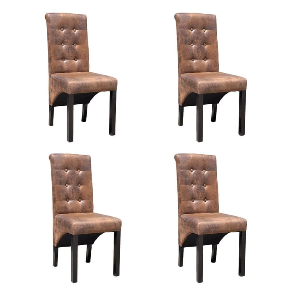 Petromila vidaXL Jedálenské stoličky 4 ks, hnedé, umelá koža